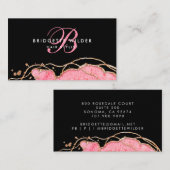 ピンク金ゴールドマーブルゲート美容師ブラック 名刺 (正面/裏面)