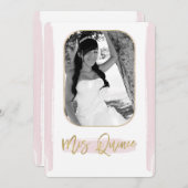 ピンク金ゴールドミクインスキンセニェラ写真写真 招待状 (正面/裏面)