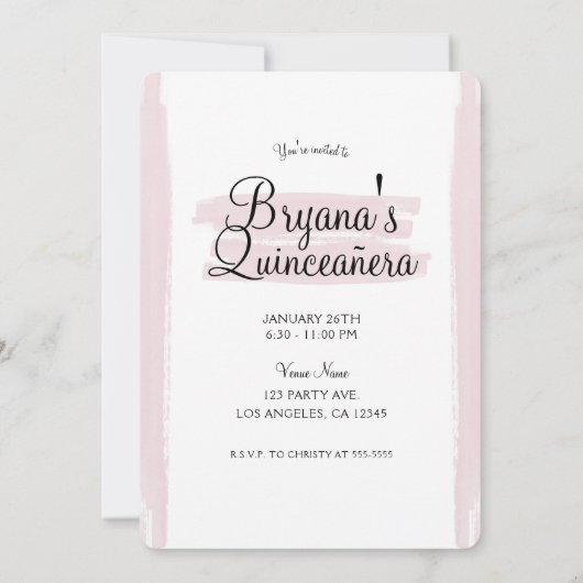 ピンク金ゴールドミクインスキンセニェラ写真写真 招待状 (裏面)