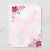 ピンク金ゴールドミニマルフローラ結婚式招待状 招待状 (裏面)