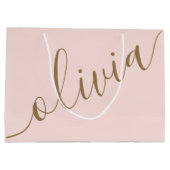 ピンク金ゴールドミニマルモダンリストモノグラエレガントム ラージペーパーバッグ (裏面)