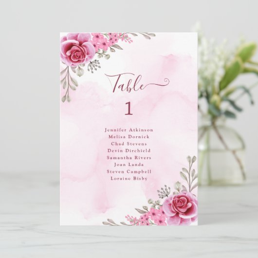 ピンク金ゴールドミニマ結婚リストフローラの座席Cカード 招待状 (スタンド正面)