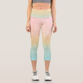 ピンク金ゴールドミントグリッターグラデーションラグジュアリーデザイン カプリレギンス (正面)