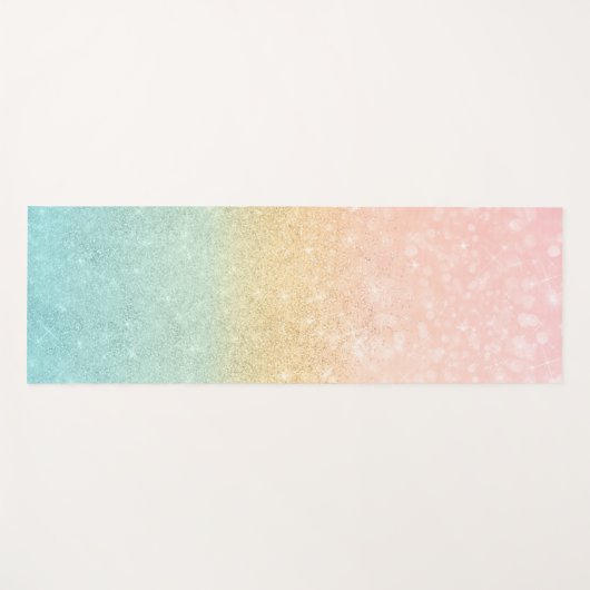 ピンク金ゴールドミントグリッターグラデーションラグジュアリーデザイン ヨガマット (正面(横))