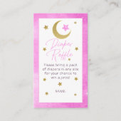 ピンク金ゴールドムーン&スターズベビーガールオムツラッフル エンクロージャーカード (正面)