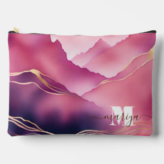 ピンク金ゴールドメタリック大理石名 アクセサリーポーチ