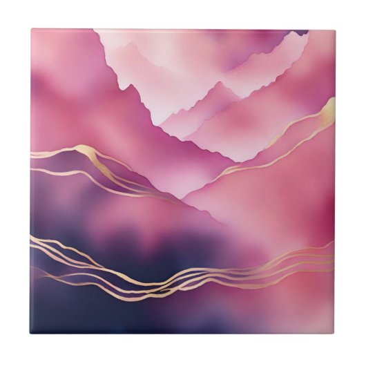 ピンク金ゴールドメタリック大理石 タイル (正面)