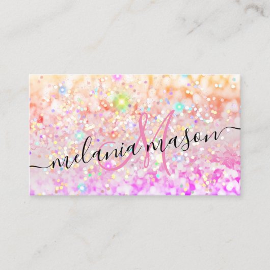 ピンク金ゴールドモダンカラーアルコールインクグリッター部 名刺 (正面)