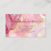 ピンク金ゴールドモダンカラーアルコールインクグリッター 名刺 (裏面)
