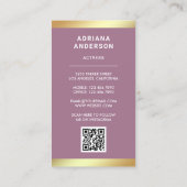 ピンク金ゴールドモデル女優QRコード2フォトコラージュ 名刺 (裏面)