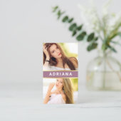 ピンク金ゴールドモデル女優QRコード2フォトコラージュ 名刺 (スタンド正面)