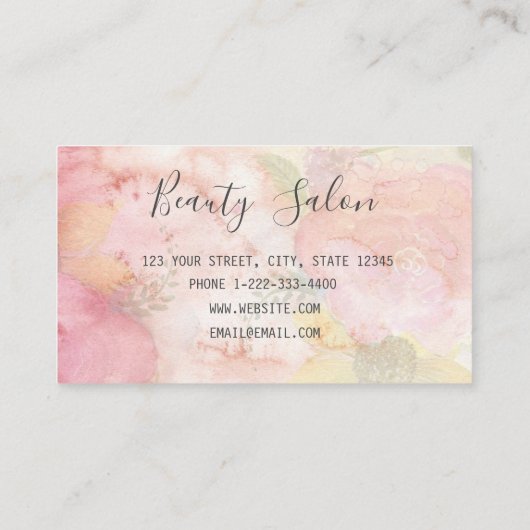 ピンク金ゴールドモノグラムフローラメイクアップアーティストヘアサロン 名刺