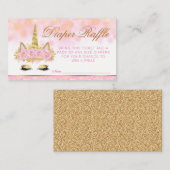 ピンク金ゴールドユニコーンおむつラッフルチケット エンクロージャーカード (正面/裏面)