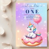 ピンク金ゴールドユニコーンウォーターカラーガールバースデーパーティー 招待状