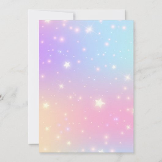 ピンク金ゴールドユニコーンウォーターカラーガールバースデーパーティー 招待状 (裏面)