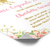 ピンク金ゴールドユニコーンタイムカプセル第1誕生日標識 ポスター (角)