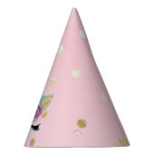 ピンク金ゴールドユニコーンフローラホルンバースデーパーティー パーティーハット (右)