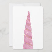 ピンク金ゴールドユニコーンホワイト誕生日 招待状 (裏面)