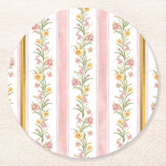 ピンク金ゴールドラウンドコースター ラウンドペーパーコースター (正面)