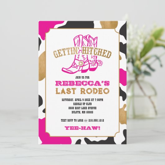 ピンク金ゴールドラストロデオバチェロレッテ招待状 招待状 (スタンド正面)