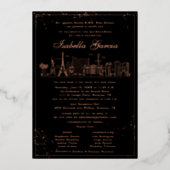 ピンク金ゴールドラスベガスクインセアネラ誕生日インベイティション 箔招待状 (正面)