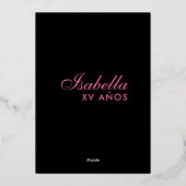 ピンク金ゴールドラスベガスクインセアネラ誕生日インベイティション 箔招待状 (裏面)