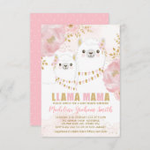 ピンク金ゴールドラマガールベビーシャワー赤面フローラ 招待状 (正面/裏面)