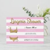 ピンク金ゴールドランジェリーシャワーストライプ招待状 招待状 (スタンド正面)
