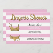 ピンク金ゴールドランジェリーシャワーストライプ招待状 招待状 (正面/裏面)