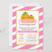 ピンク金ゴールドリトルカボチャ女の子2nd誕生日 招待状 (正面)