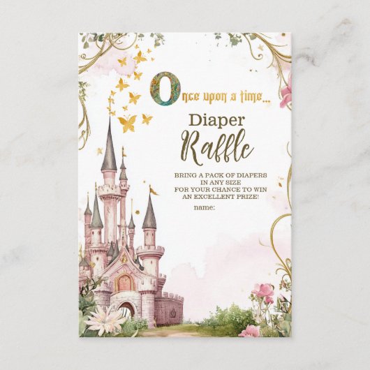 ピンク金ゴールドリトルプリンセス王室のおむつラッフル エンクロージャーカード (正面)