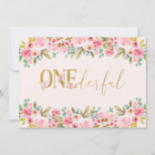 ピンク金ゴールドリト恋しく思ルワンダーフルフォト誕生日 招待状 (裏面)