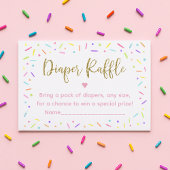 ピンク金ゴールドレインボーベビー振りおむつラッフル エンクロージャーカード