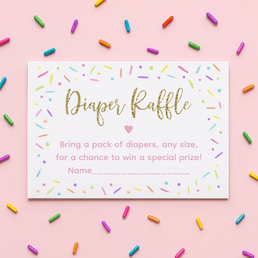 ピンク金ゴールドレインボーベビー振りおむつラッフル エンクロージャーカード