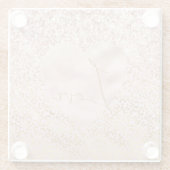 ピンク金ゴールドレオパードプリントラブ赤面グリッター   ガラスコースター (裏面)