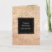 ピンク金ゴールドレオパード紙吹雪カード カード (正面)