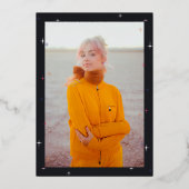 ピンク金ゴールドレトロディスコボールフレア卒業パーティー 箔招待状 (裏面)