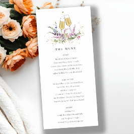 ピンク金ゴールドワイングラス結婚フローラのメニューカード サンキューカード