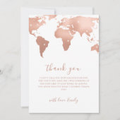 ピンク金ゴールドワールドマップトラベルアドベンチャーベビーシャワー サンキューカード (正面)