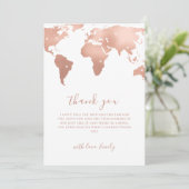 ピンク金ゴールドワールドマップトラベルアドベンチャーベビーシャワー サンキューカード (スタンド正面)