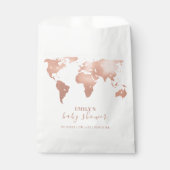 ピンク金ゴールドワールドマップトラベルアドベンチャーベビーシャワー フェイバーバッグ (正面)