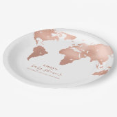 ピンク金ゴールドワールドマップトラベルアドベンチャーベビーシャワー ペーパープレート (アングル)