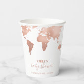 ピンク金ゴールドワールドマップトラベルアドベンチャーベビーシャワー 紙コップ (裏面)