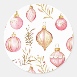 ピンク金ゴールドヴィンテージクリスマスオーナメント ラウンドシール