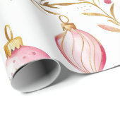 ピンク金ゴールドヴィンテージクリスマスオーナメント ラッピングペーパー (ロールコーナー)