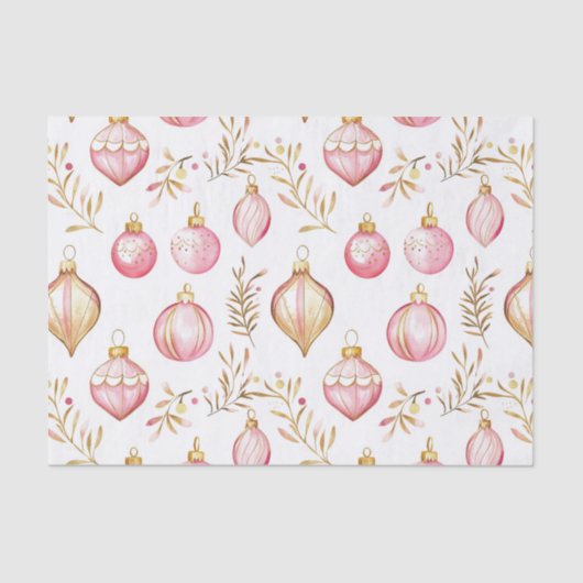 ピンク金ゴールドヴィンテージクリスマスオーナメント 薄葉紙 (正面)