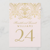 ピンク金ゴールドヴィンテージグラ結婚マーの表番号 招待状 (正面)
