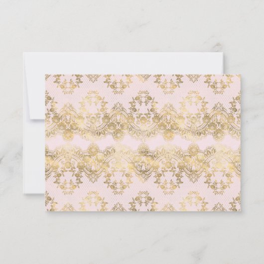 ピンク金ゴールドヴィンテージビクトリアンすべての行事RSVP 出欠カード (裏面)