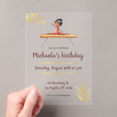 ピンク金ゴールド体操ガールバランスビーム誕生日 アクリル招待状 (インサイチュ (ポータブル))