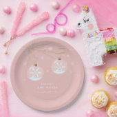 ピンク金ゴールド冬のスノーフレーク赤ちゃんシャワー ペーパープレート (パーティー)